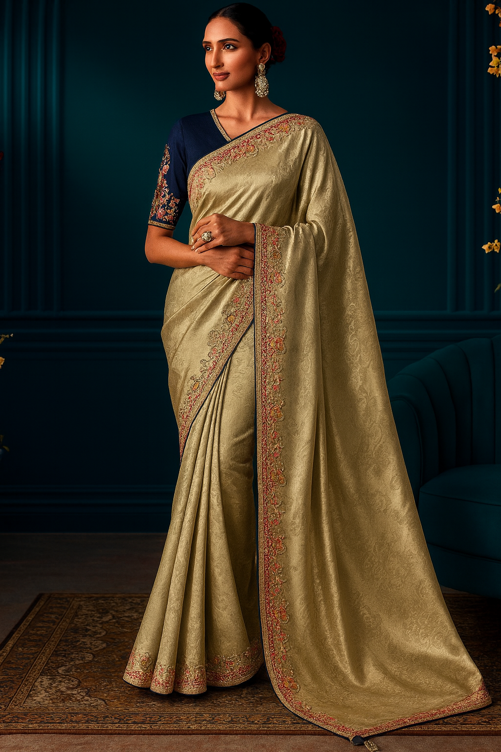 Bridal saree with handwork border